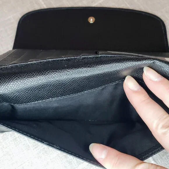 Coach Slim Trifold Wallet - Charcoal Signature Canvas and Black Leather - Picture 11 of 15